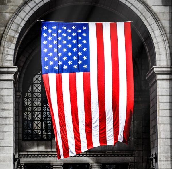 waving American flag